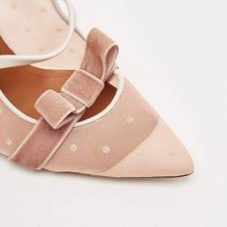 Malone Souliers Pink Leather and Mesh Margueritee Mules Size 39