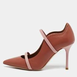 Malone Souliers Brown/Light Pink Leather Maureen Pointed Toe Pumps Size 35