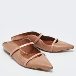 Malone Souliers Beige Leather Maureen Pointed Toe Flat Mules Size 40