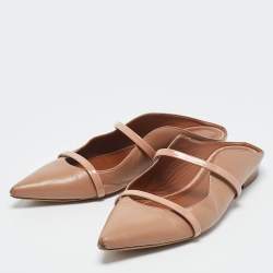 Malone Souliers Beige Leather Maureen Pointed Toe Flat Mules Size 40