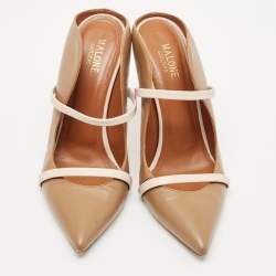 Malone Souliers Brown/Beige Leather Maureen Pointed Toe Mules Size 40