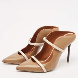 Malone Souliers Brown/Beige Leather Maureen Pointed Toe Mules Size 40