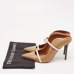 Malone Souliers Brown/Beige Leather Maureen Pointed Toe Mules Size 40