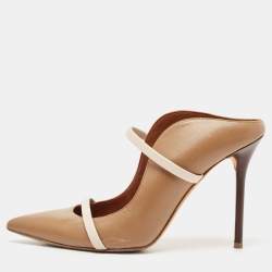 Malone Souliers Brown/Beige Leather Maureen Pointed Toe Mules Size 40