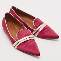 Malone Souliers Burgundy/Gold Leather and Satin Smoking Slippers Size 39