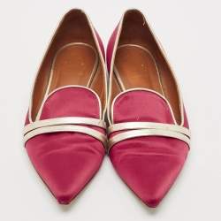 Malone Souliers Burgundy/Gold Leather and Satin Smoking Slippers Size 39