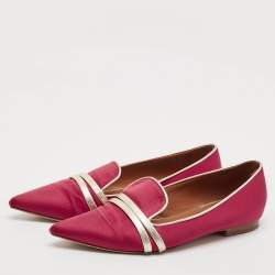 Malone Souliers Burgundy/Gold Leather and Satin Smoking Slippers Size 39