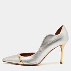Pre Owned Malone Souliers Metallic Silver Leather Morrissey Dorsay Pumps Size 41