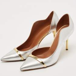 Pre Owned Malone Souliers Metallic Silver Leather Morrissey Dorsay Pumps Size 41
