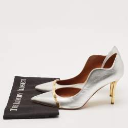 Pre Owned Malone Souliers Metallic Silver Leather Morrissey Dorsay Pumps Size 41