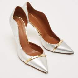 Pre Owned Malone Souliers Metallic Silver Leather Morrissey Dorsay Pumps Size 41