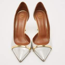 Pre Owned Malone Souliers Metallic Silver Leather Morrissey Dorsay Pumps Size 41