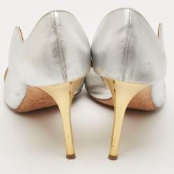 Pre Owned Malone Souliers Metallic Silver Leather Morrissey Dorsay Pumps Size 41