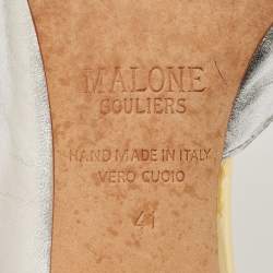 Pre Owned Malone Souliers Metallic Silver Leather Morrissey Dorsay Pumps Size 41