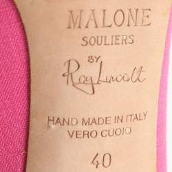 Malone Souliers Pink/White Canvas And Leather Mika Triple Band Peep Toe Sandals Size 40