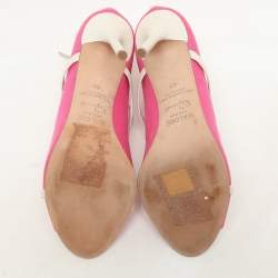 Malone Souliers Pink/White Canvas And Leather Mika Triple Band Peep Toe Sandals Size 40
