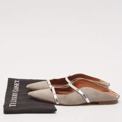 Malone Souliers Grey Suede and Leather Maureen Pointed Toe Flat Mules Size 40