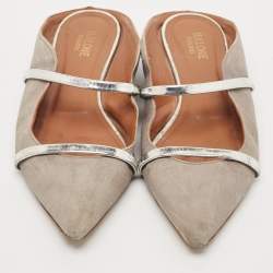 Malone Souliers Grey Suede and Leather Maureen Pointed Toe Flat Mules Size 40
