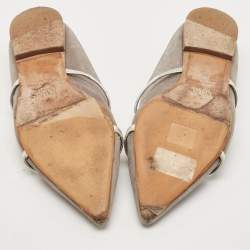 Malone Souliers Grey Suede and Leather Maureen Pointed Toe Flat Mules Size 40