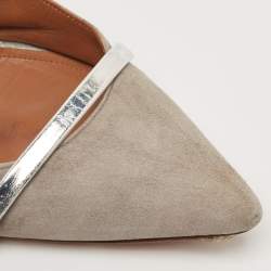 Malone Souliers Grey Suede and Leather Maureen Pointed Toe Flat Mules Size 40
