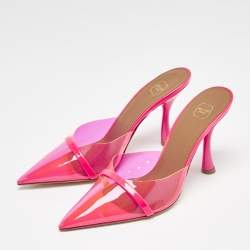Malone Souliers Neon Pink Patent Leather and PVC Joella Heel Mules Size 37.5