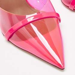 Malone Souliers Neon Pink Patent Leather and PVC Joella Heel Mules Size 37.5