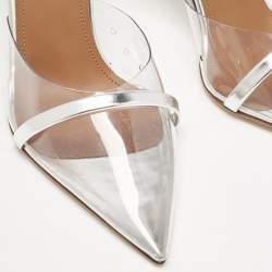 Malone Souliers Silver Patent Leather and PVC Joella Heel Mules Size 37.5