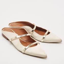 Malone Souliers Gold/Cream Satin and Maureen Flat Mules Size 39