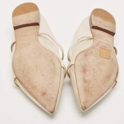 Malone Souliers Gold/Cream Satin and Maureen Flat Mules Size 39