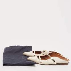 Malone Souliers Gold/Cream Satin and Maureen Flat Mules Size 39