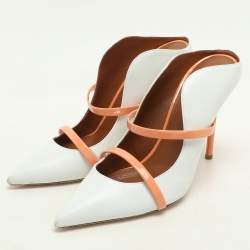 Malone Souliers White/Peach Leather Maureen Mules Size 38