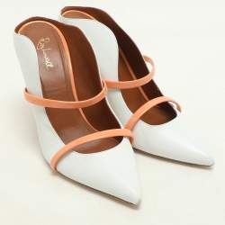 Malone Souliers White/Peach Leather Maureen Mules Size 38