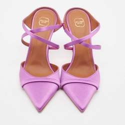 Pre Owned Malone Souliers Violet Satin Yoana Mules Size 36.5