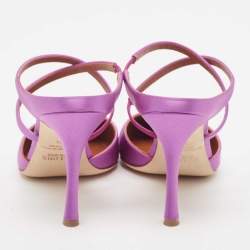 Pre Owned Malone Souliers Violet Satin Yoana Mules Size 36.5
