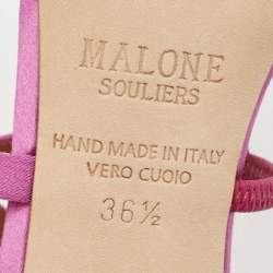 Pre Owned Malone Souliers Violet Satin Yoana Mules Size 36.5