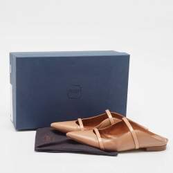 Pre Owned Malone Souliers Beige Leather Maureen Flat Mules Size 37.5