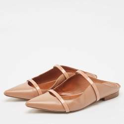 Pre Owned Malone Souliers Beige Leather Maureen Flat Mules Size 37.5