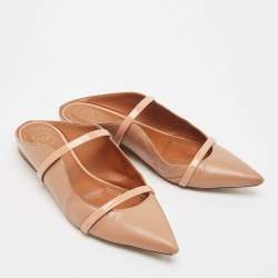 Pre Owned Malone Souliers Beige Leather Maureen Flat Mules Size 37.5