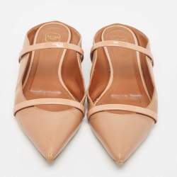 Pre Owned Malone Souliers Beige Leather Maureen Flat Mules Size 37.5