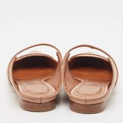 Pre Owned Malone Souliers Beige Leather Maureen Flat Mules Size 37.5
