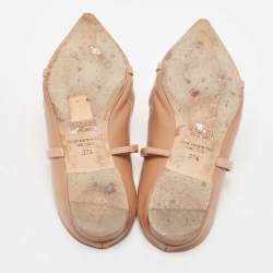 Pre Owned Malone Souliers Beige Leather Maureen Flat Mules Size 37.5