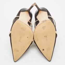 Malone Souliers Black/Gold Satin and Leather Maureen Mules Size 38.5