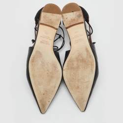 Malone Souliers Black Leather and Suede Montana Lace Up Pointed Toe Flats Size 40.5
