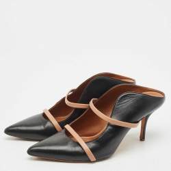 Malone Souliers Black Leather Maureen Heel Mules Size 41