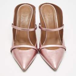 Malone Souliers Dusty Pink Patent Leather Maureen Pointed Toe Mules Size 39