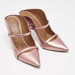 Malone Souliers Dusty Pink Patent Leather Maureen Pointed Toe Mules Size 39