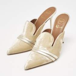 Malone Souliers Beige/Gold Velvet Hayley Pointed Toe Mules Size 39