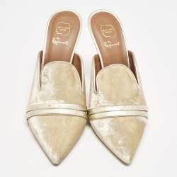 Malone Souliers Beige/Gold Velvet Hayley Pointed Toe Mules Size 39