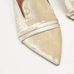 Malone Souliers Beige/Gold Velvet Hayley Pointed Toe Mules Size 39