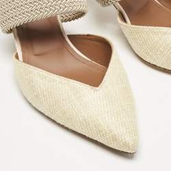 Malone Souliers Light Yellow Raffia and Cord Maisie Pointed Toe Mules Size 40